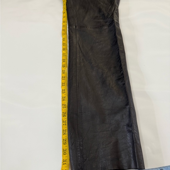 First genuine leather Black bootcut Leather Pants in size 10 - Picture 7 of 12